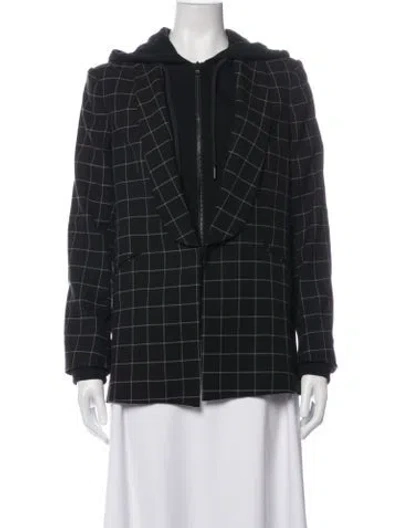 Pre-owned Alice And Olivia Plaid Print Coat In Black
