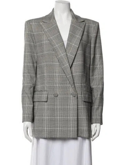 Pre-owned Alice + Olivia Plaid Print Coat In Black