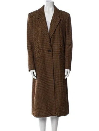 Pre-owned Alice And Olivia Plaid Print Coat In Brown