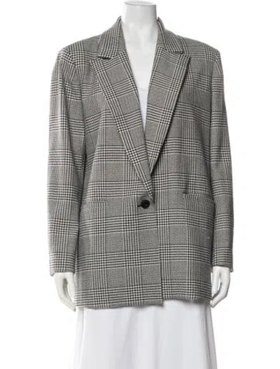 Pre-owned Alice + Olivia Plaid Print Coat In Grey