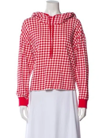 Pre-owned Alice And Olivia Plaid Print Crew Neck Hoodie In Red