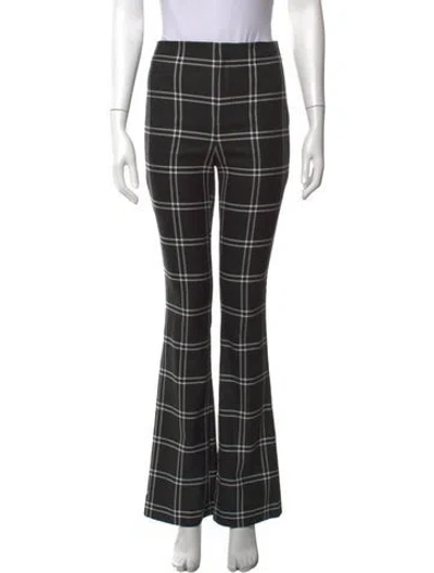 Pre-owned Alice And Olivia Plaid Print Flared Pants In Black