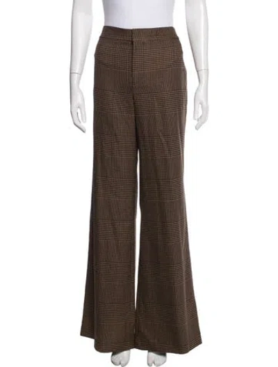 Pre-owned Alice And Olivia Plaid Print Flared Pants In Brown
