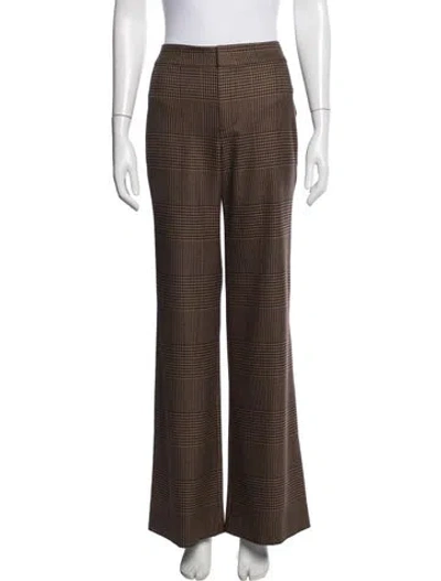 Pre-owned Alice And Olivia Plaid Print Flared Pants In Neutral