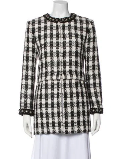 Pre-owned Alice And Olivia Plaid Print Jacket In Black