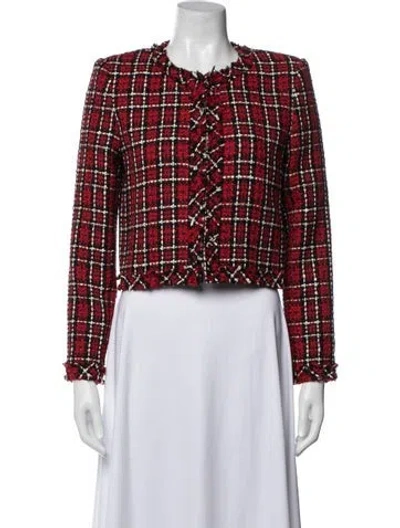 Pre-owned Alice And Olivia Plaid Print Jacket W/ Tags In Red