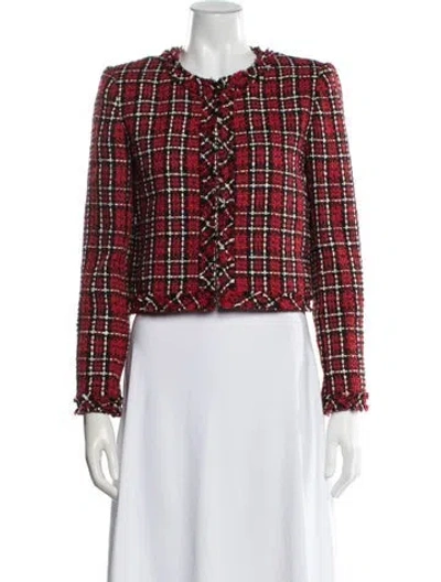 Pre-owned Alice And Olivia Plaid Print Jacket W/ Tags In Red