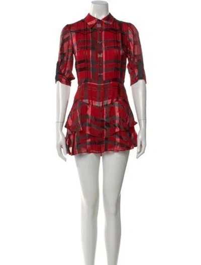 Pre-owned Alice + Olivia Plaid Print Jumpsuit In Red