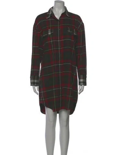 Pre-owned Alice And Olivia Plaid Print Knee-length Dress In Red