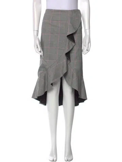 Pre-owned Alice And Olivia Plaid Print Midi Length Skirt In Gray