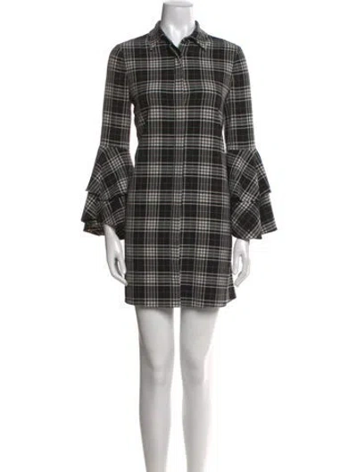 Pre-owned Alice And Olivia Plaid Print Mini Dress In Black