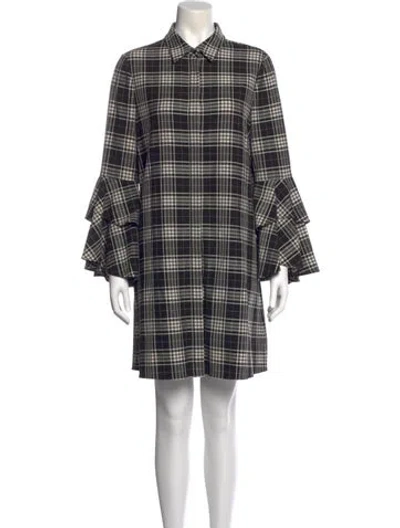 Pre-owned Alice And Olivia Plaid Print Mini Dress In Black