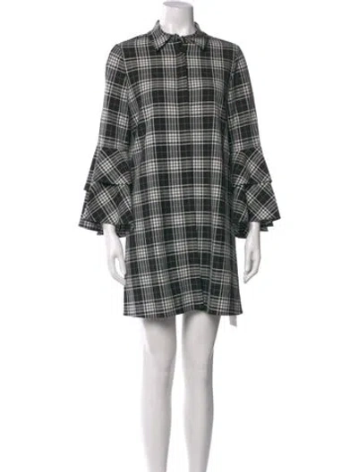 Pre-owned Alice And Olivia Plaid Print Mini Dress In Black