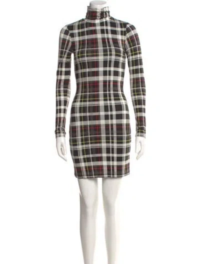 Pre-owned Alice And Olivia Plaid Print Mini Dress In Black