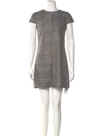 Pre-owned Alice And Olivia Plaid Print Mini Dress In Gray