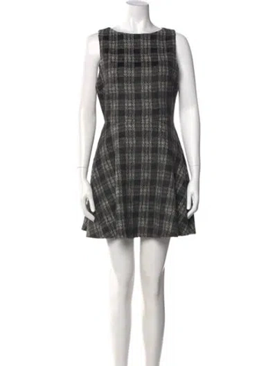 Pre-owned Alice And Olivia Plaid Print Mini Dress In Neutral