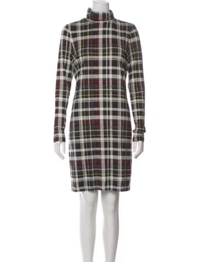 Pre-owned Alice And Olivia Plaid Print Mini Dress W/ Tags In Black