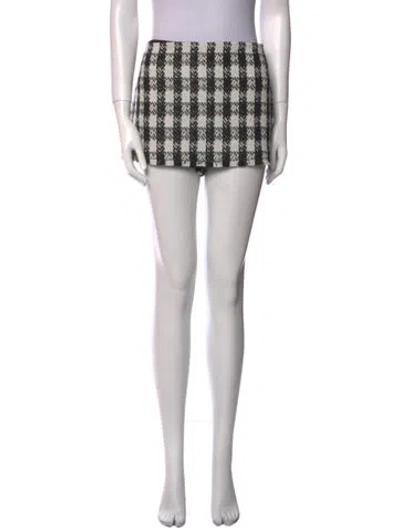 Pre-owned Alice And Olivia Plaid Print Mini Shorts In Black
