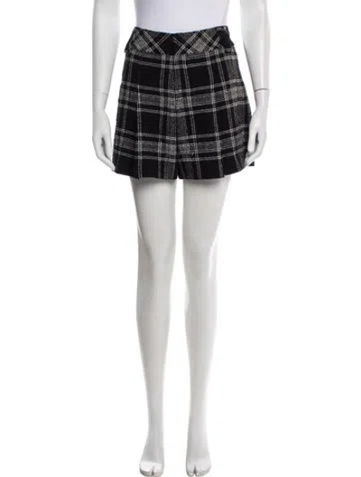 Pre-owned Alice And Olivia Plaid Print Mini Shorts In Black