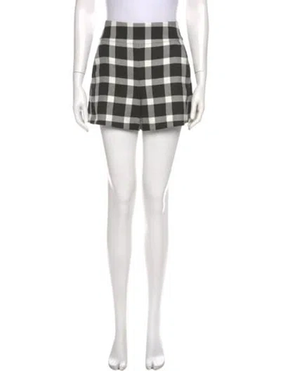 Pre-owned Alice And Olivia Plaid Print Mini Shorts In Black