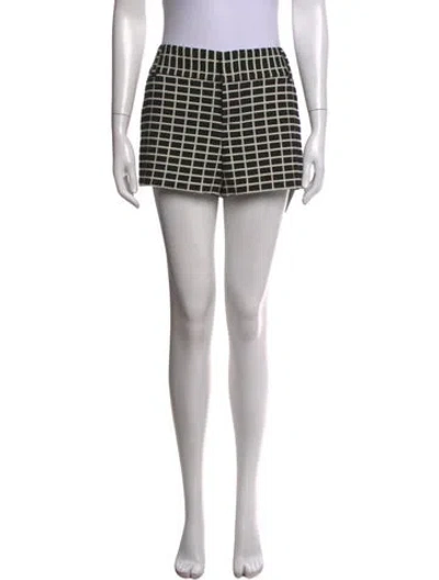 Pre-owned Alice And Olivia Plaid Print Mini Shorts In Black
