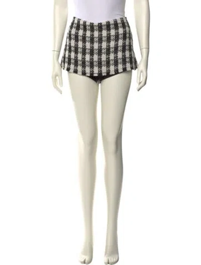 Pre-owned Alice And Olivia Plaid Print Mini Shorts In Neutral