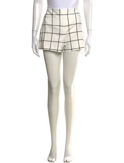Pre-owned Alice And Olivia Plaid Print Mini Shorts W/ Tags In White