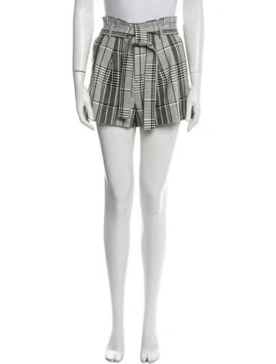 Pre-owned Alice And Olivia Plaid Print Mini Shorts In White