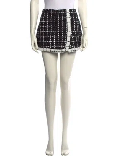 Pre-owned Alice And Olivia Plaid Print Mini Shorts In White
