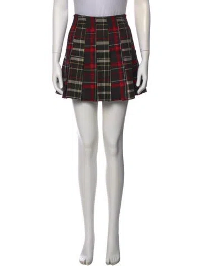 Pre-owned Alice And Olivia Plaid Print Mini Skirt In Black