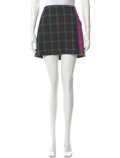 Pre-owned Alice And Olivia Plaid Print Mini Skirt In Black