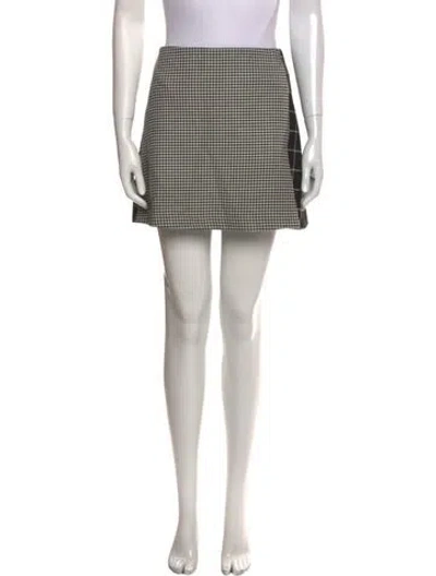 Pre-owned Alice And Olivia Plaid Print Mini Skirt In Black