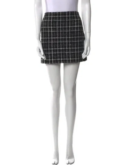 Pre-owned Alice And Olivia Plaid Print Mini Skirt In Black