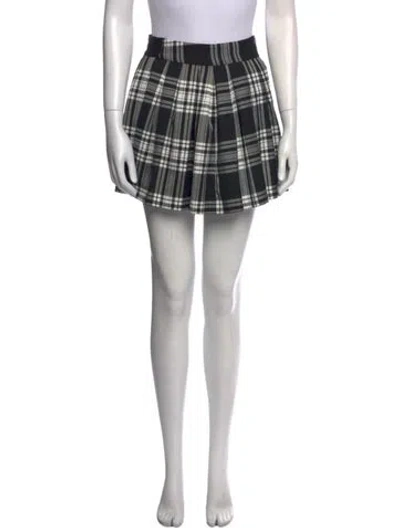 Pre-owned Alice And Olivia Plaid Print Mini Skirt In Black