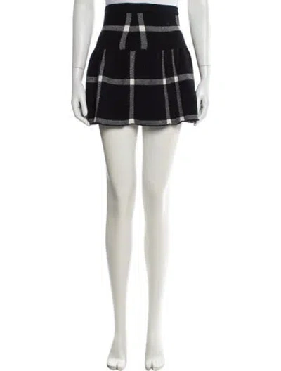 Pre-owned Alice And Olivia Plaid Print Mini Skirt In Black