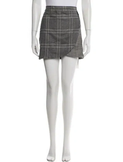 Pre-owned Alice And Olivia Plaid Print Mini Skirt In Black