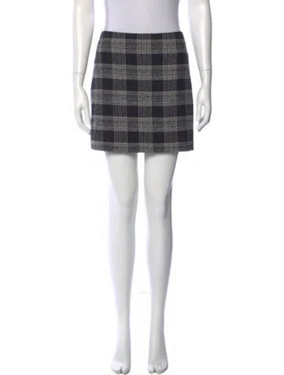 Pre-owned Alice And Olivia Plaid Print Mini Skirt In Black
