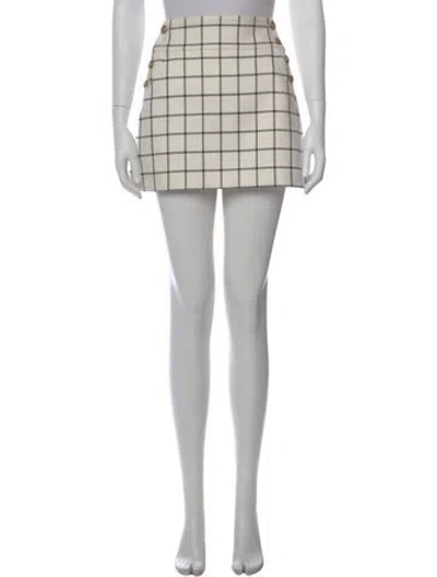 Pre-owned Alice And Olivia Plaid Print Mini Skirt In Black