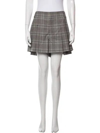 Pre-owned Alice And Olivia Plaid Print Mini Skirt In Black