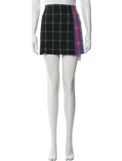 Pre-owned Alice And Olivia Plaid Print Mini Skirt In Black