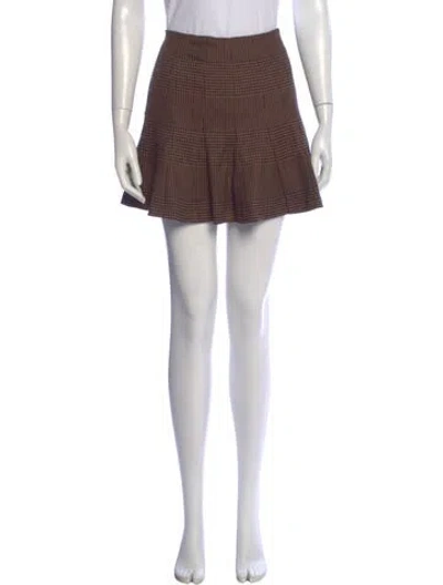 Pre-owned Alice And Olivia Plaid Print Mini Skirt In Brown