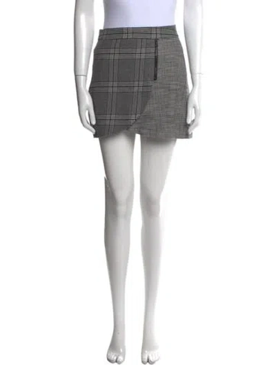 Pre-owned Alice And Olivia Plaid Print Mini Skirt In Gray