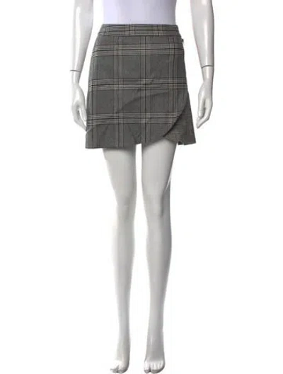 Pre-owned Alice And Olivia Plaid Print Mini Skirt In Gray