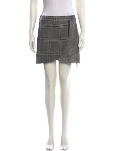Pre-owned Alice And Olivia Plaid Print Mini Skirt In Gray