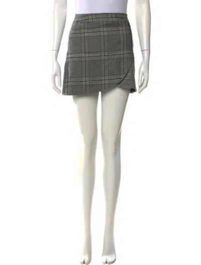 Pre-owned Alice And Olivia Plaid Print Mini Skirt In Gray