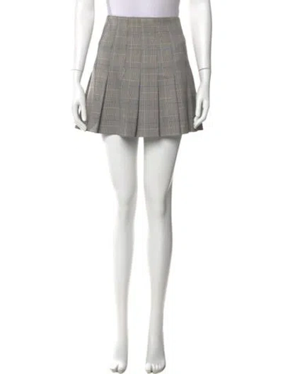 Pre-owned Alice And Olivia Plaid Print Mini Skirt In Gray