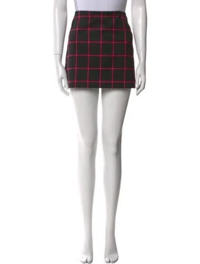Pre-owned Alice And Olivia Plaid Print Mini Skirt In Green