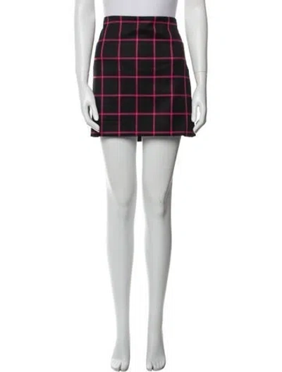 Pre-owned Alice And Olivia Plaid Print Mini Skirt In Green