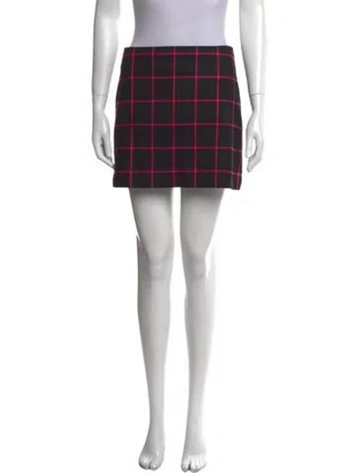 Pre-owned Alice And Olivia Plaid Print Mini Skirt In Green