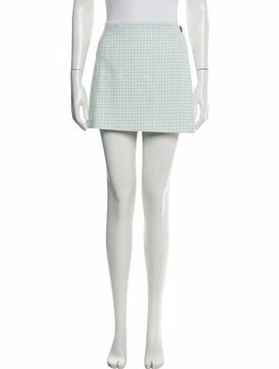 Pre-owned Alice And Olivia Plaid Print Mini Skirt In Green